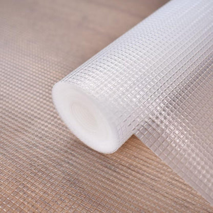 Uthvouxy Shelf Liner and Drawer Liner,Cabinet Liner, Non-Slip Shelf Liners for Kitchen Cabinets,Waterproof Shelf Paper with Modern Pattern, Durable EVA Cabinet Liners,12x120In,Square Clear