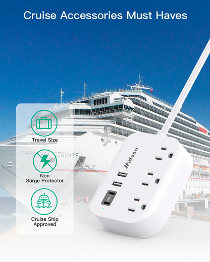 Mifaso 5Ft Power Strip with 4 USB Ports