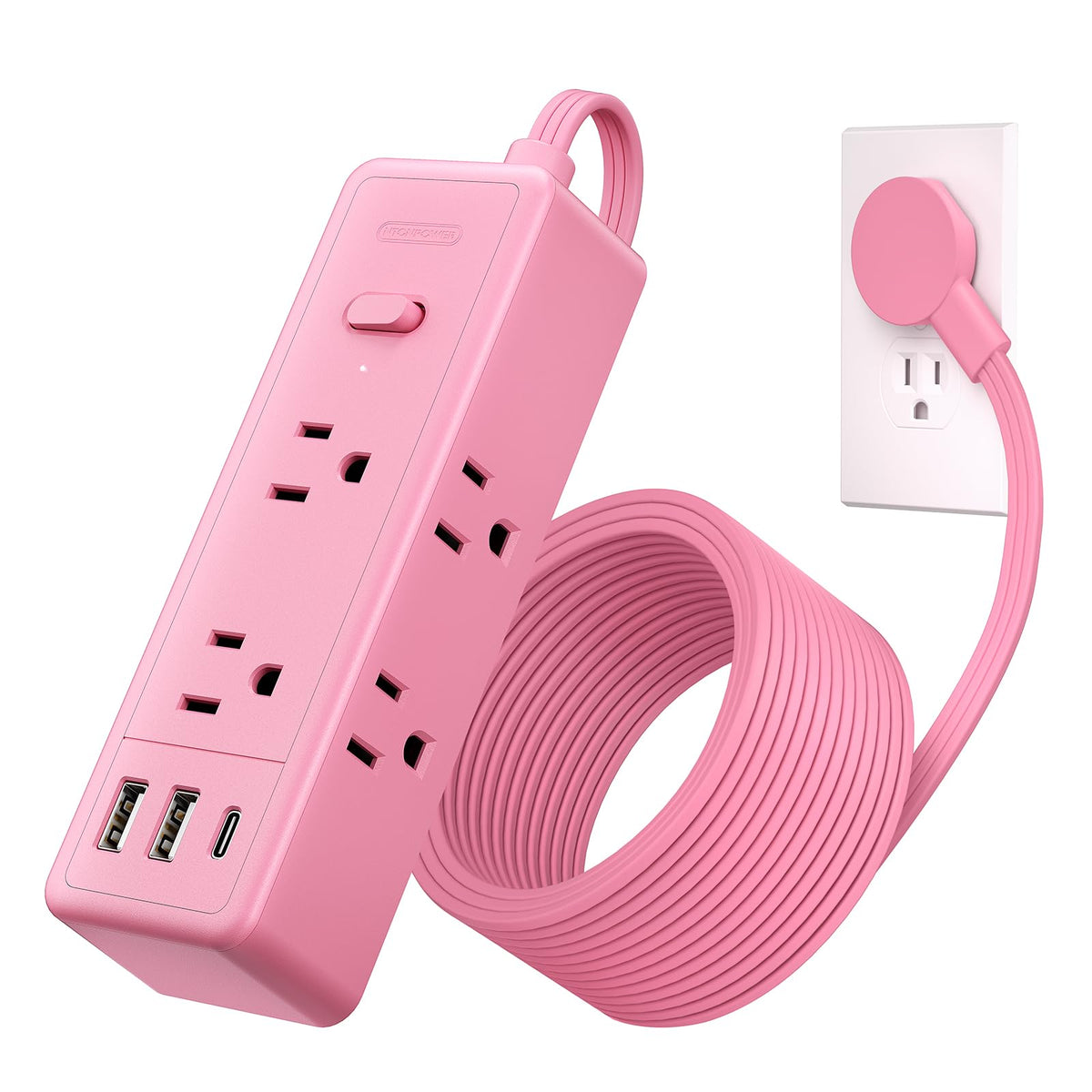 10ft Surge Protector Power Strip with USB C