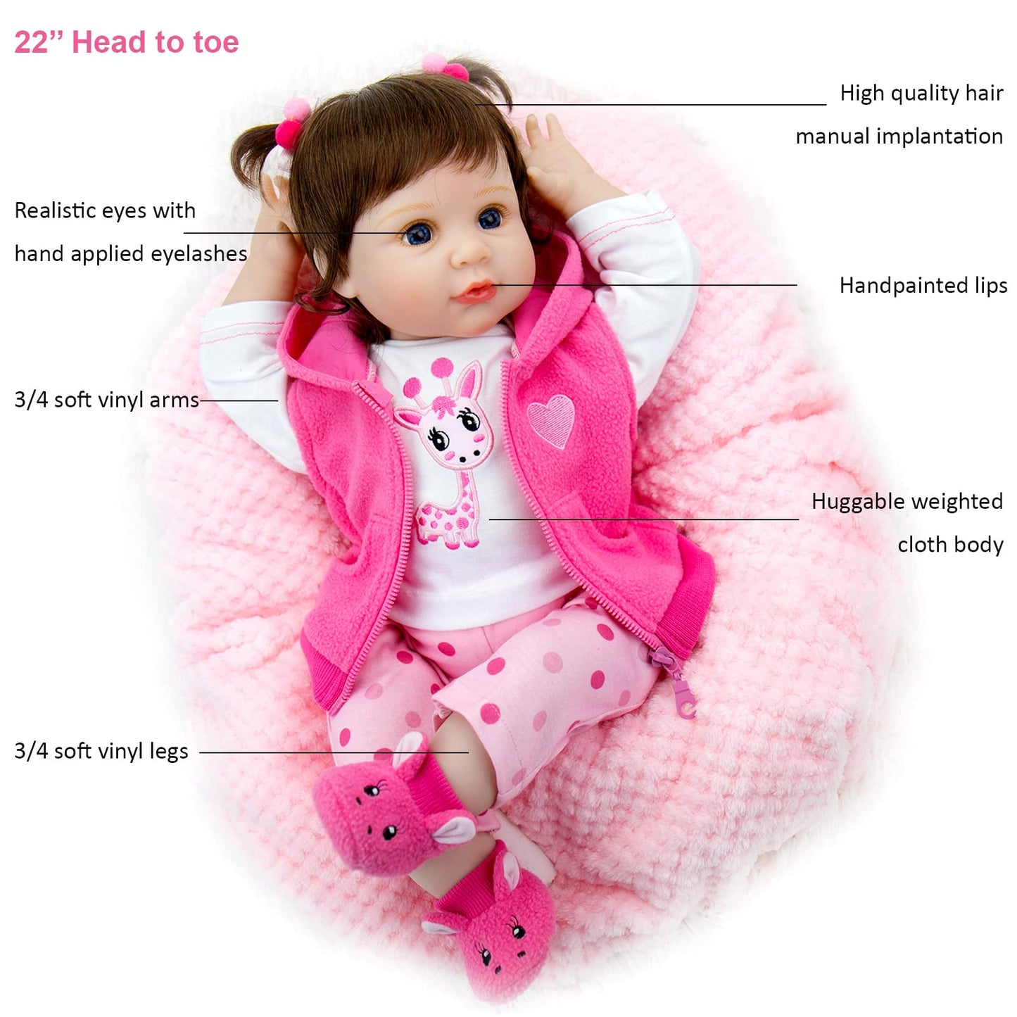 Reborn Baby Doll 22 Inch Soft Body Girl