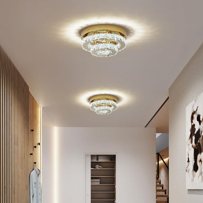 Gold Crystal Flush Mount Ceiling Light 9.8"