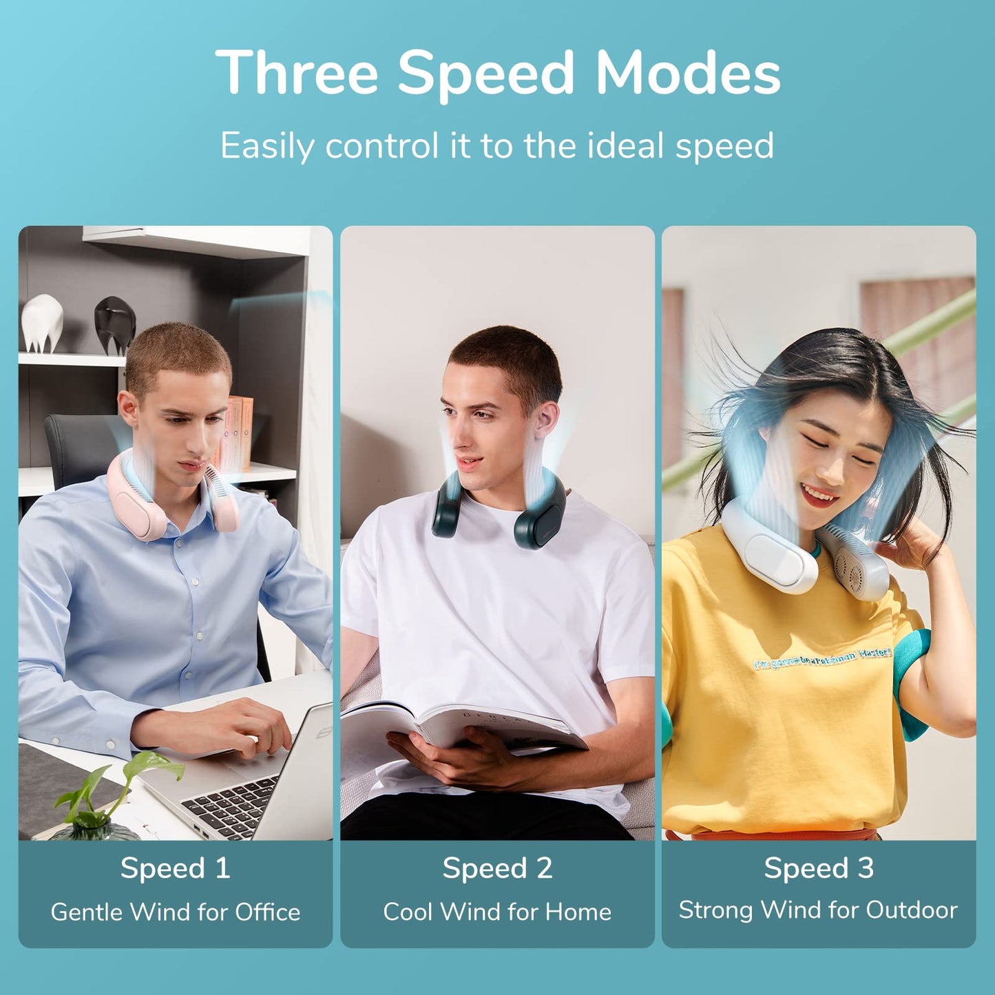 JISULIFE Bladeless Neck Fan, Portable & Rechargeable