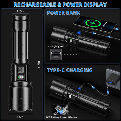 2000LM KNIBO Tactical Rechargeable Flashlight