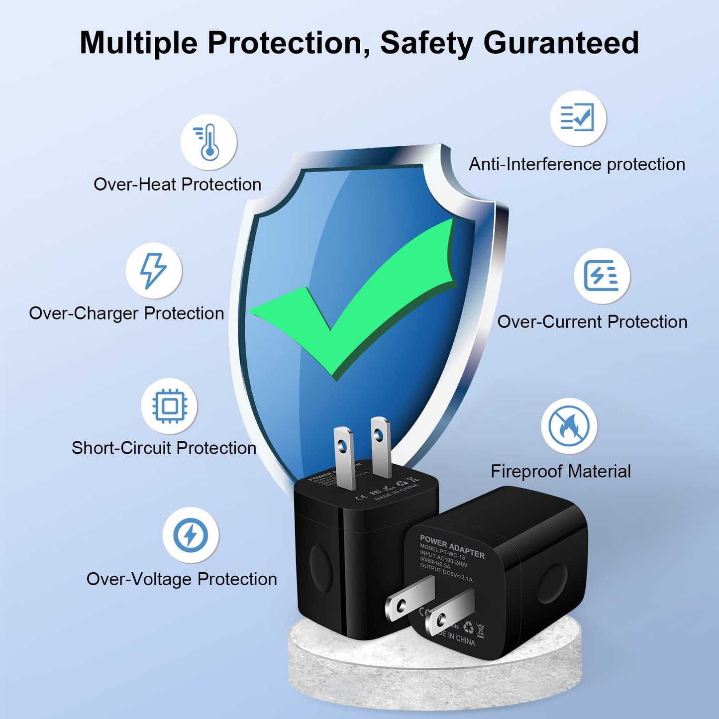 NonoUV Dual Port Fast Charging USB Wall Charger