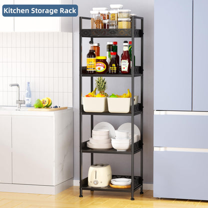 vimiroo Heavy Duty 5 Tier Bookshelves,Metal Storage Rack for CD, Books,Microwave Load-Bearing 500 lbs Rust Resistance Tall Bookcase for Bedroom,Living Room,Office,Kitchen (Black)
