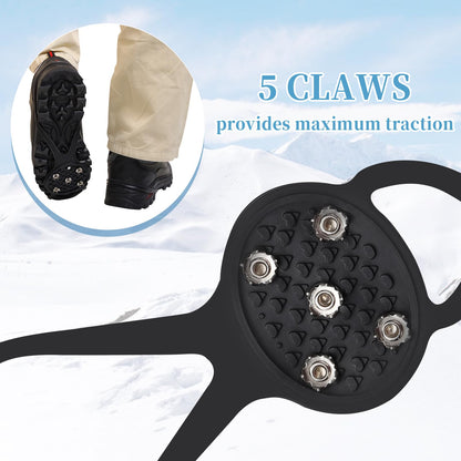 LACE INN Non Slip Gripper Spike, Ice Grippers Traction Cleats Snow Shoe Spikes Grips Crampons with 10 Steel Studs Cleats 2 Pair