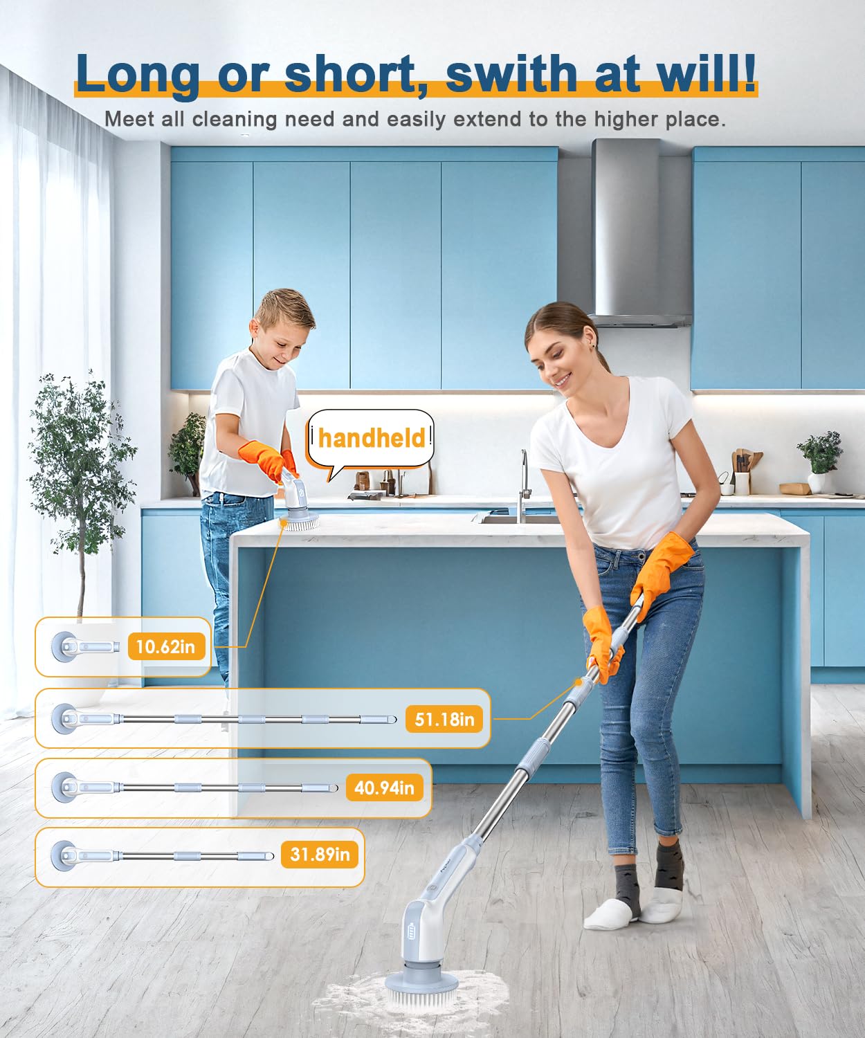 Airpher Cordless Electric Spin Scrubber with Brush Heads