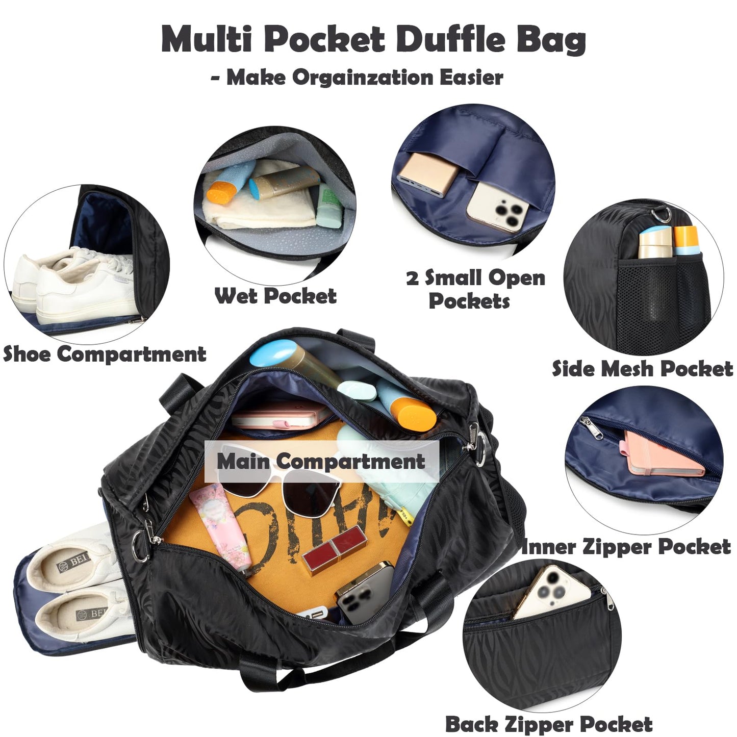 Girls Duffle Bag with Shoe Compartment