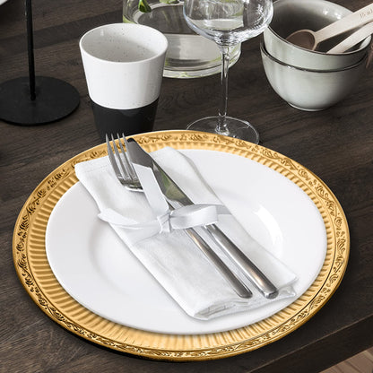 Yesland 12 Pack Gold Charger Plates with Hammered Rim, 13 Inch Plastic Round Charger for Dinner Plates Dinner Chargers Set for Wedding Decorative, Party, Tabletop, Thanksgiving, Restaurant