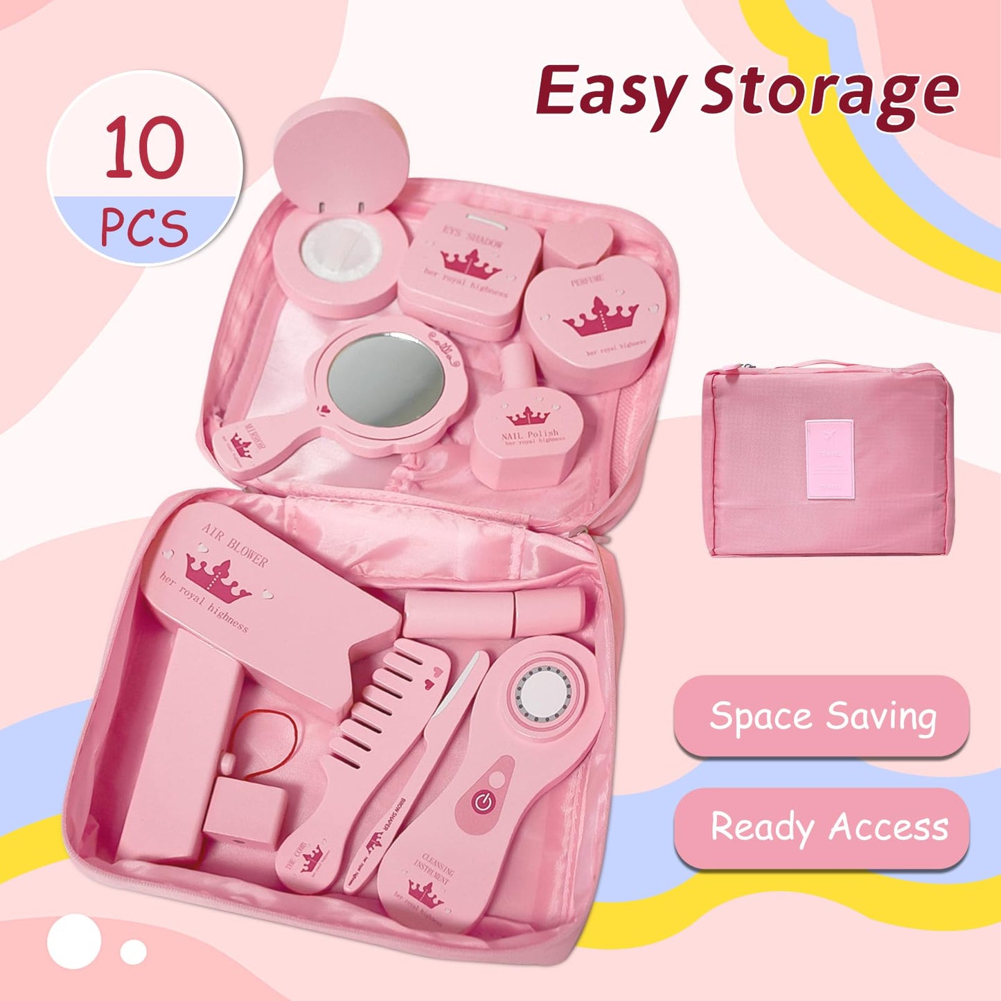 Wooden Makeup Toy Set for Little Girls