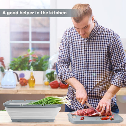Collapsible Camping Cutting Board with Colander