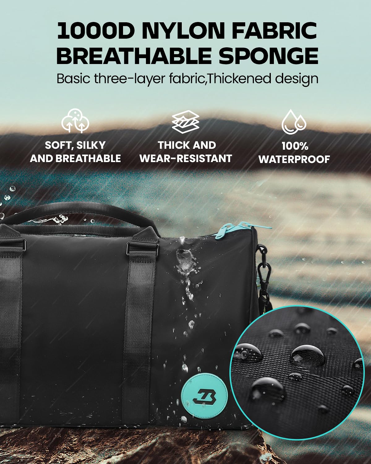 Waterproof Gym Duffel Bag with Accessory Bags