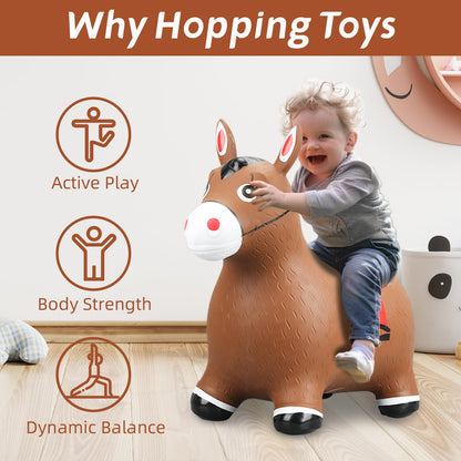 Skyroku Inflatable Bouncing Horse for Kids – Fun Ride-On Toy with Ear Handle, Soft & Durable, Promotes Physical Activity, Perfect for Indoor & Outdoor Play, Ages 1-5