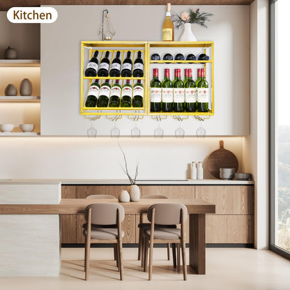 20-Bottle Wall Mounted Wine Rack with Glass Holders