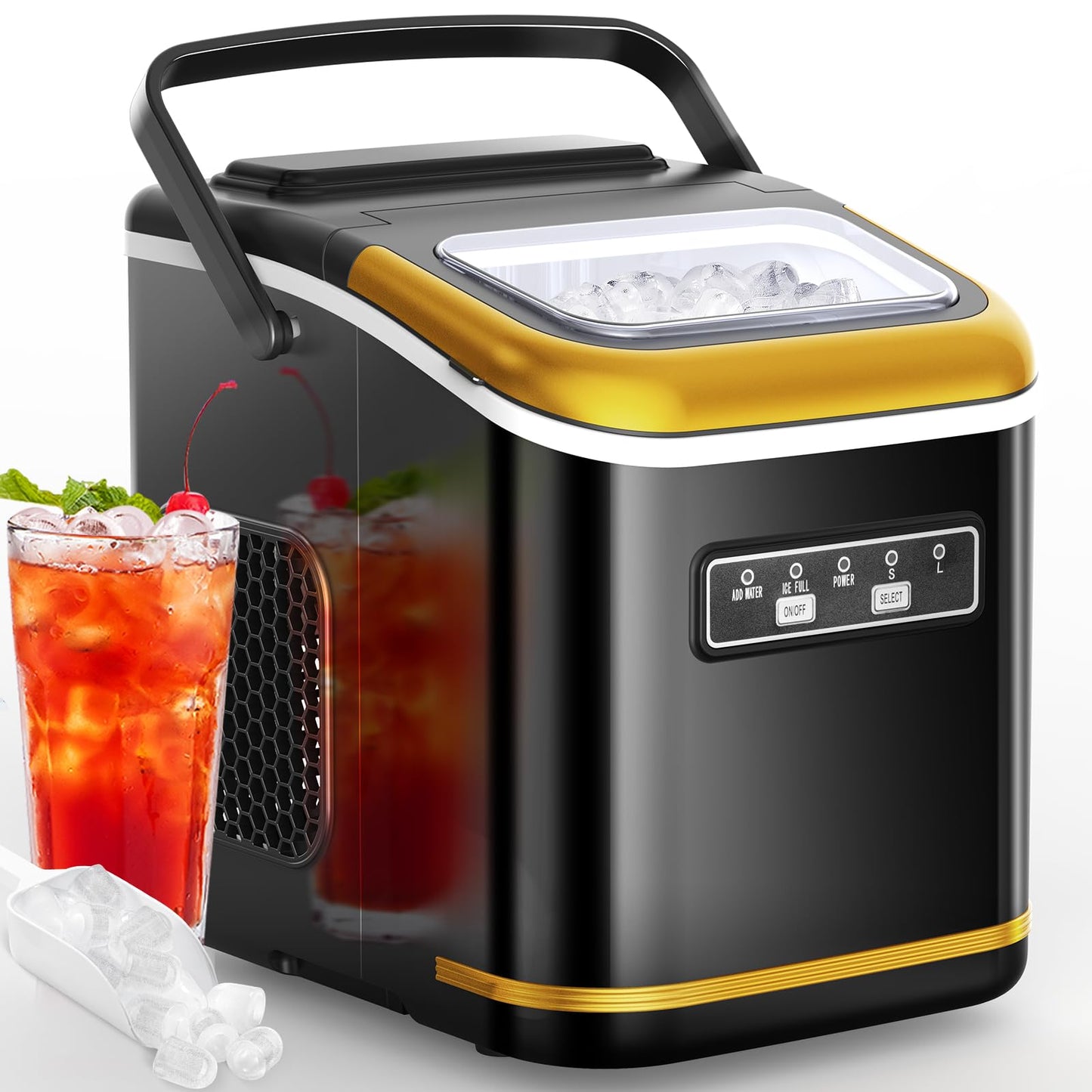 Portable Ice Maker, Self-Cleaning, 26.5 lbs/24Hrs