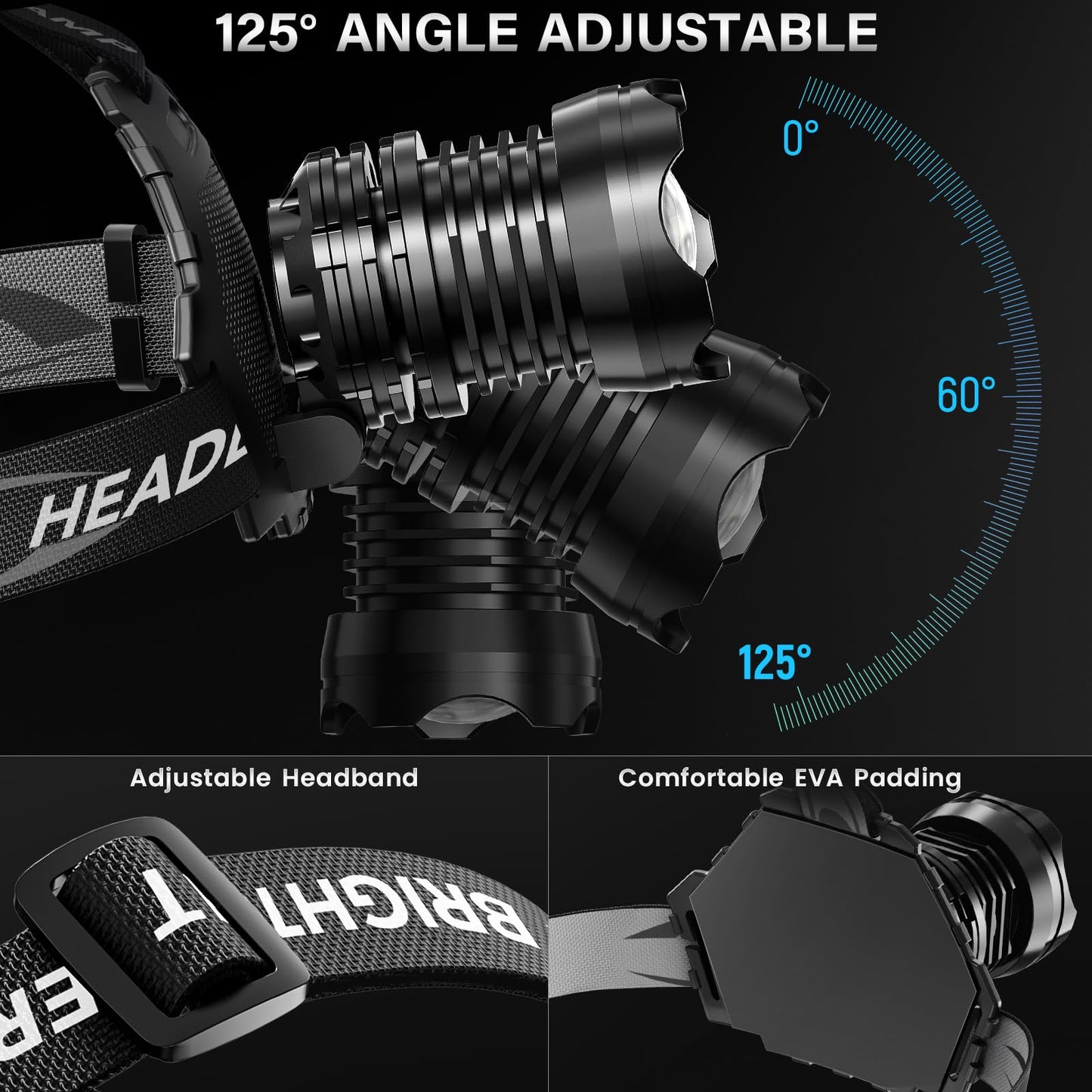 990000 High Lumens Rechargeable LED Headlamp