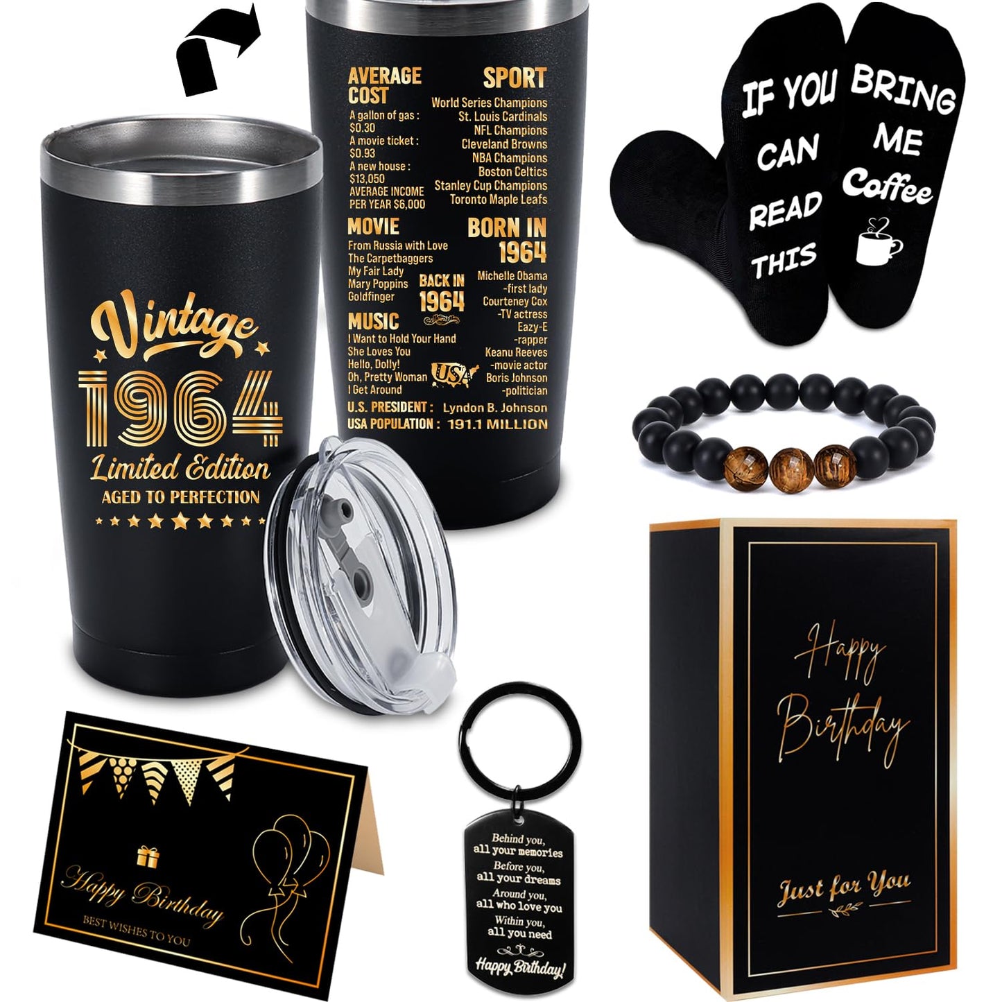 61st Birthday Gifts - Tumbler and Socks Set