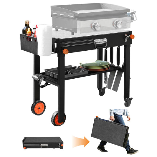 Portable Outdoor Grill Table with Wheels and Folding