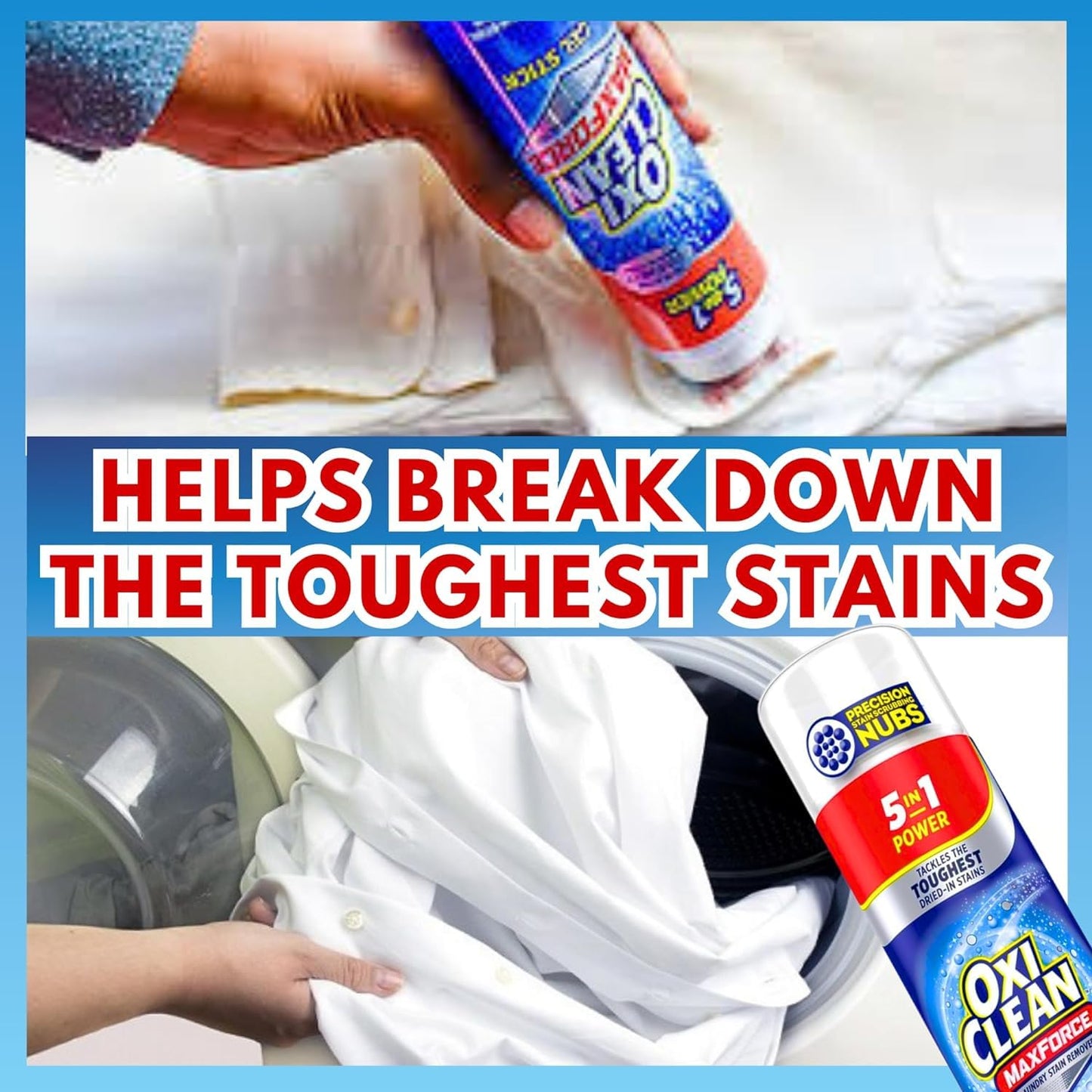 ONDAGO 2 OxiClean Max Force Gel Stick Stain Remover, 6.2 Ounce - Bundled with 4 Microfiber Cleaning Cloths