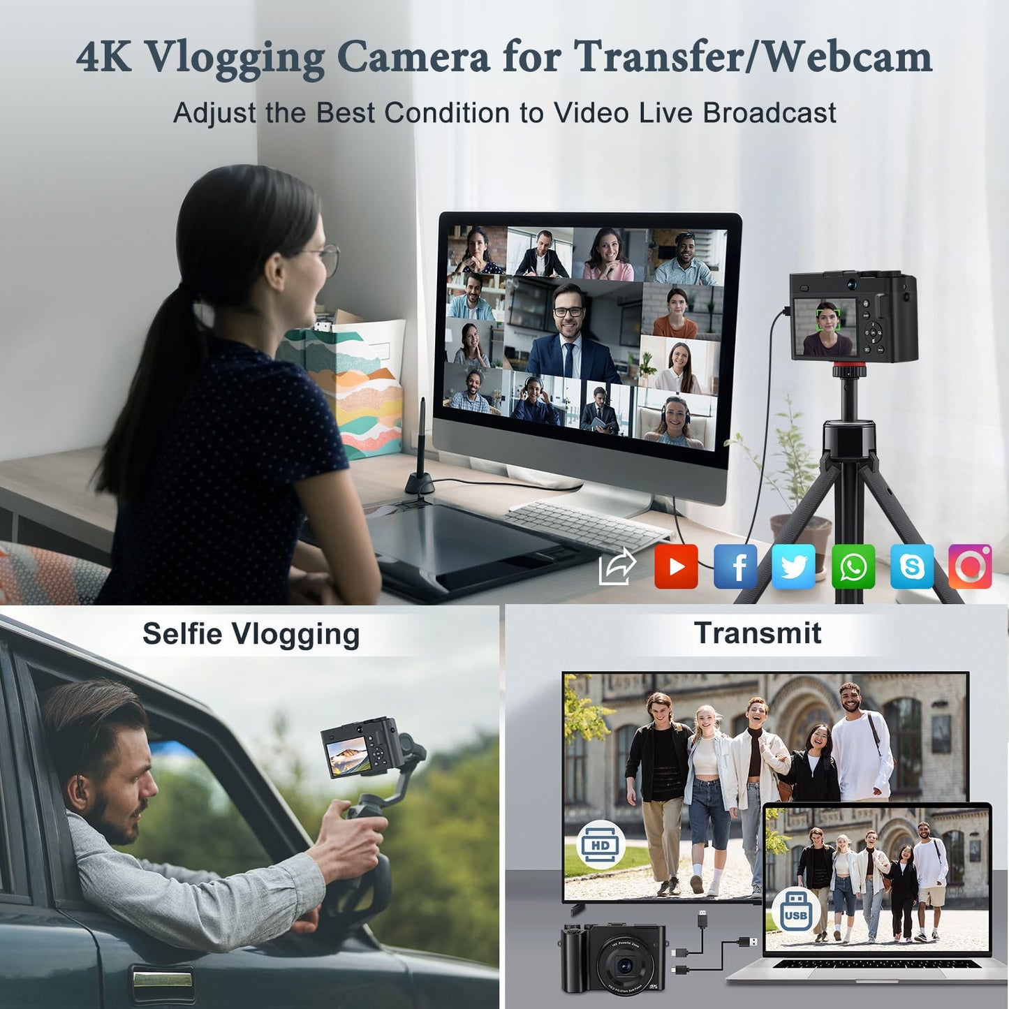4K 64MP Digital Camera with 16X Zoom