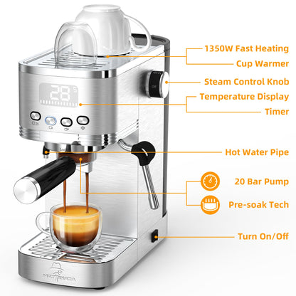 Espresso Machine with Milk Frother and Hot Water