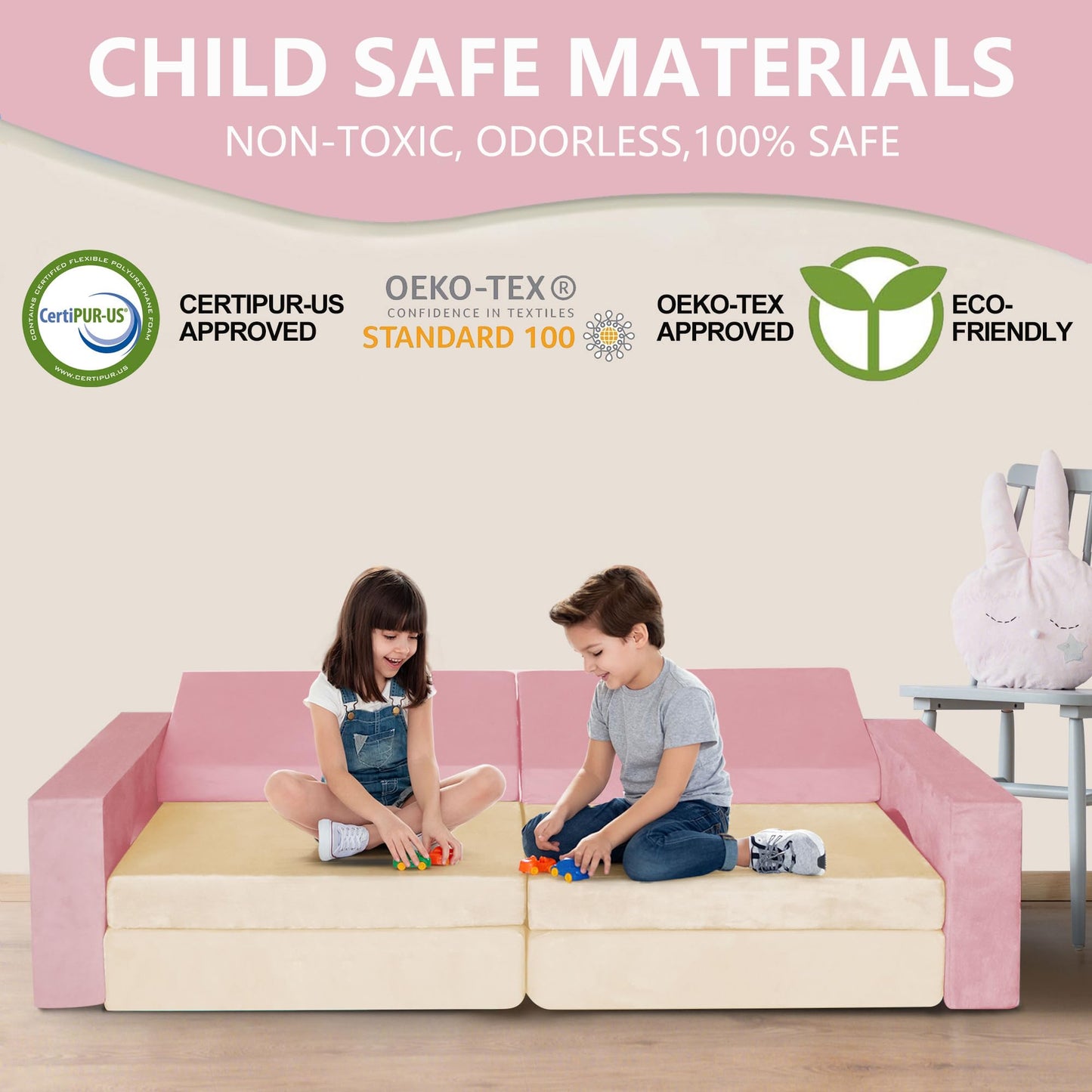 8PCS Kids Modular Foam Play Couch Set
