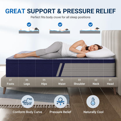 Avenco Twin Size Mattress, Twin Mattress in a Box, 10 Inch Hybrid Mattress Twin, Medium Firm, Pocket Innerspring for Pressure Relief & Motion Isolation, CertiPUR-US