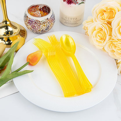 WDF 180-Piece Yellow Disposable Cutlery Set