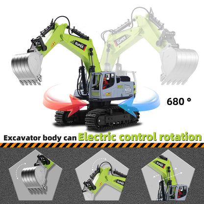 Remote Control Excavator with Metal Shovel & Lights