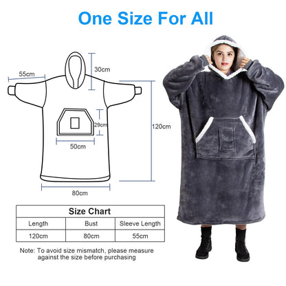 Qoosea Hoodie Blanket Wearable Blanket Oversized Blanket for Adults Sharpe with Sleeves Pockets & Hood Warm for Men Women Teens Girls Boys