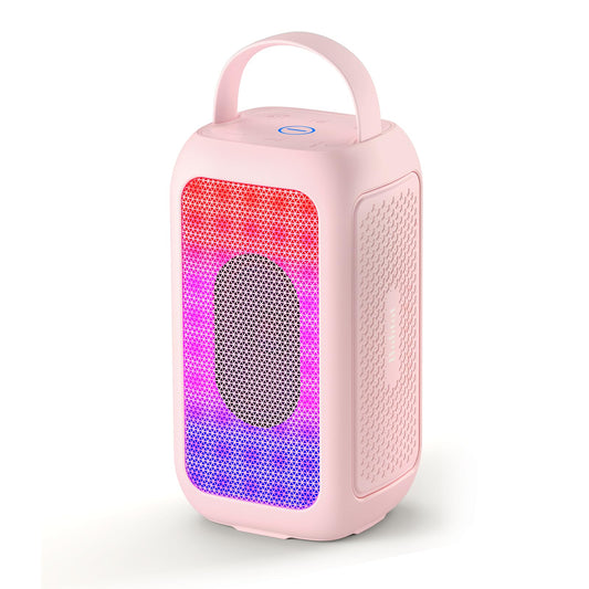 Bobtot Bluetooth Speaker Wireless, 16H Playtime 40W Peak Portable Singing Speakers, Magic Voice, Echo, EQ, Stereo Sound, Deep Bass, RGB, Supports AUX,USB, FM, Pink