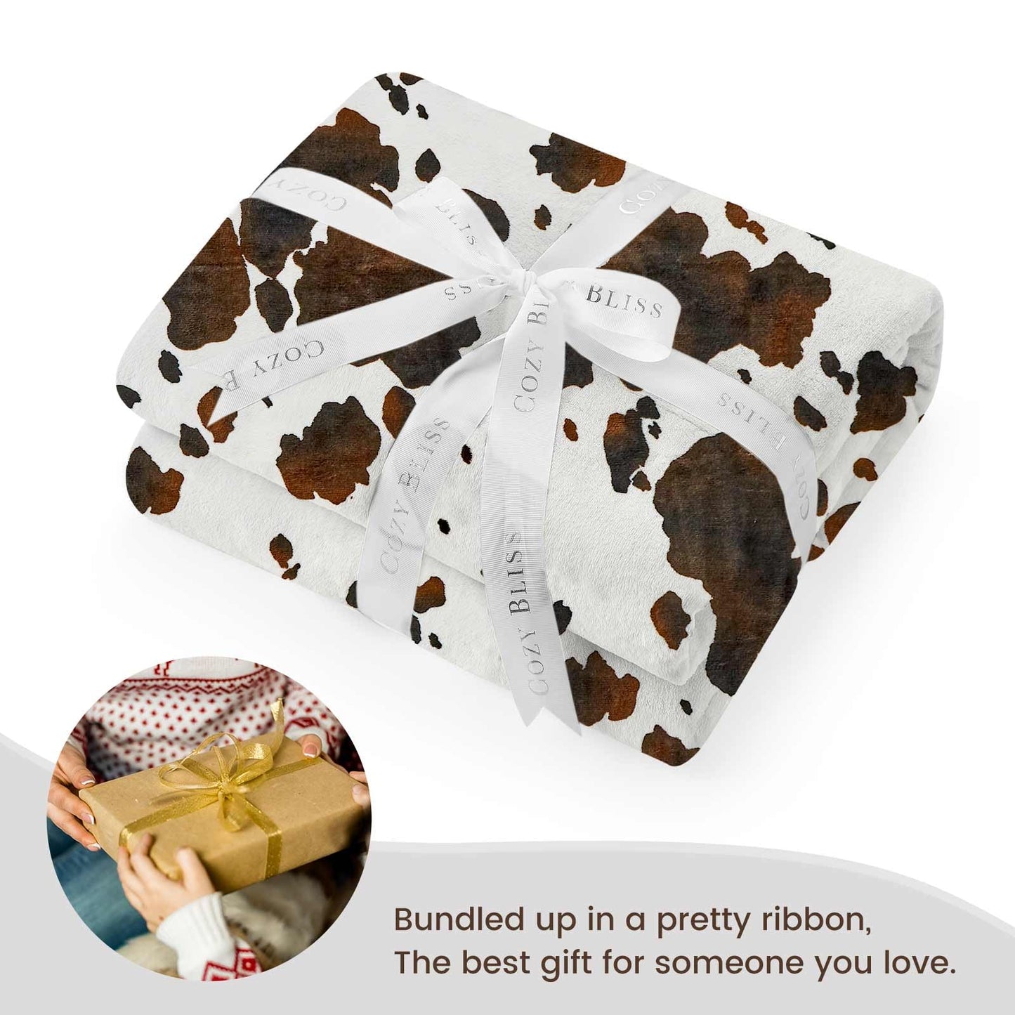 Cozy Cow Print Fleece Throw Blanket 50"x60"