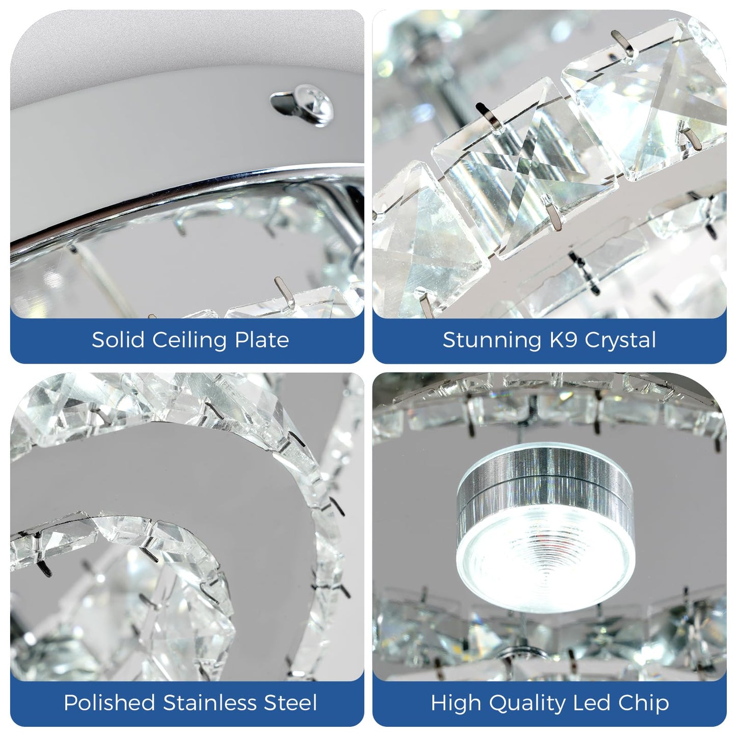 Modern Crystal LED Chandelier Flush Mount Light