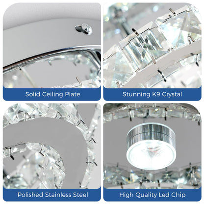 Modern Crystal LED Chandelier Flush Mount Light