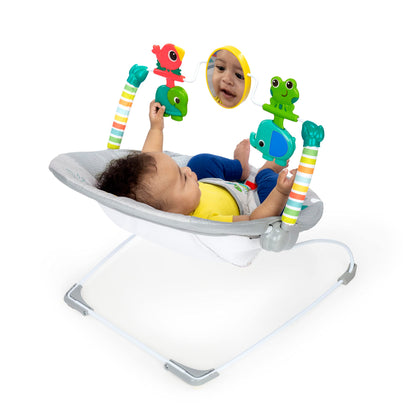 Bright Starts Playful Paradise Comfy Baby Bouncer Seat with Soothing Vibration and Toys, Unisex, 0-6 Months