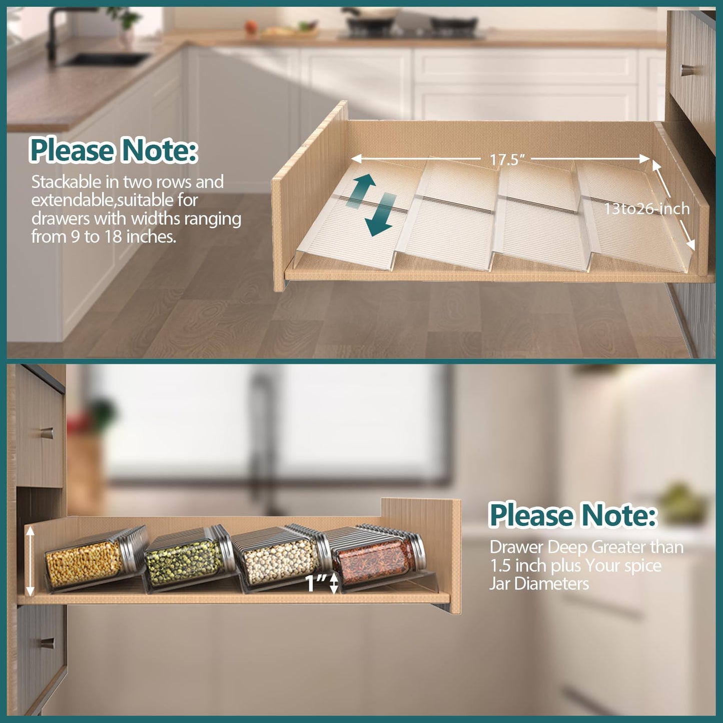 4-Tier Spice Drawer Organizer for Kitchen