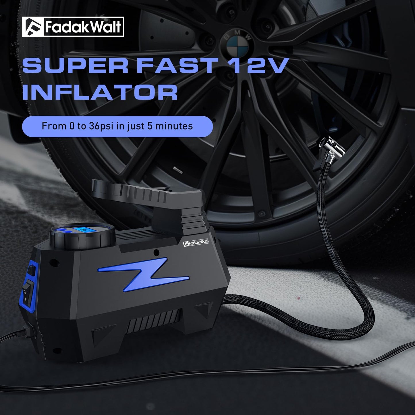 Portable Tire Inflator with Digital Pressure Gauge