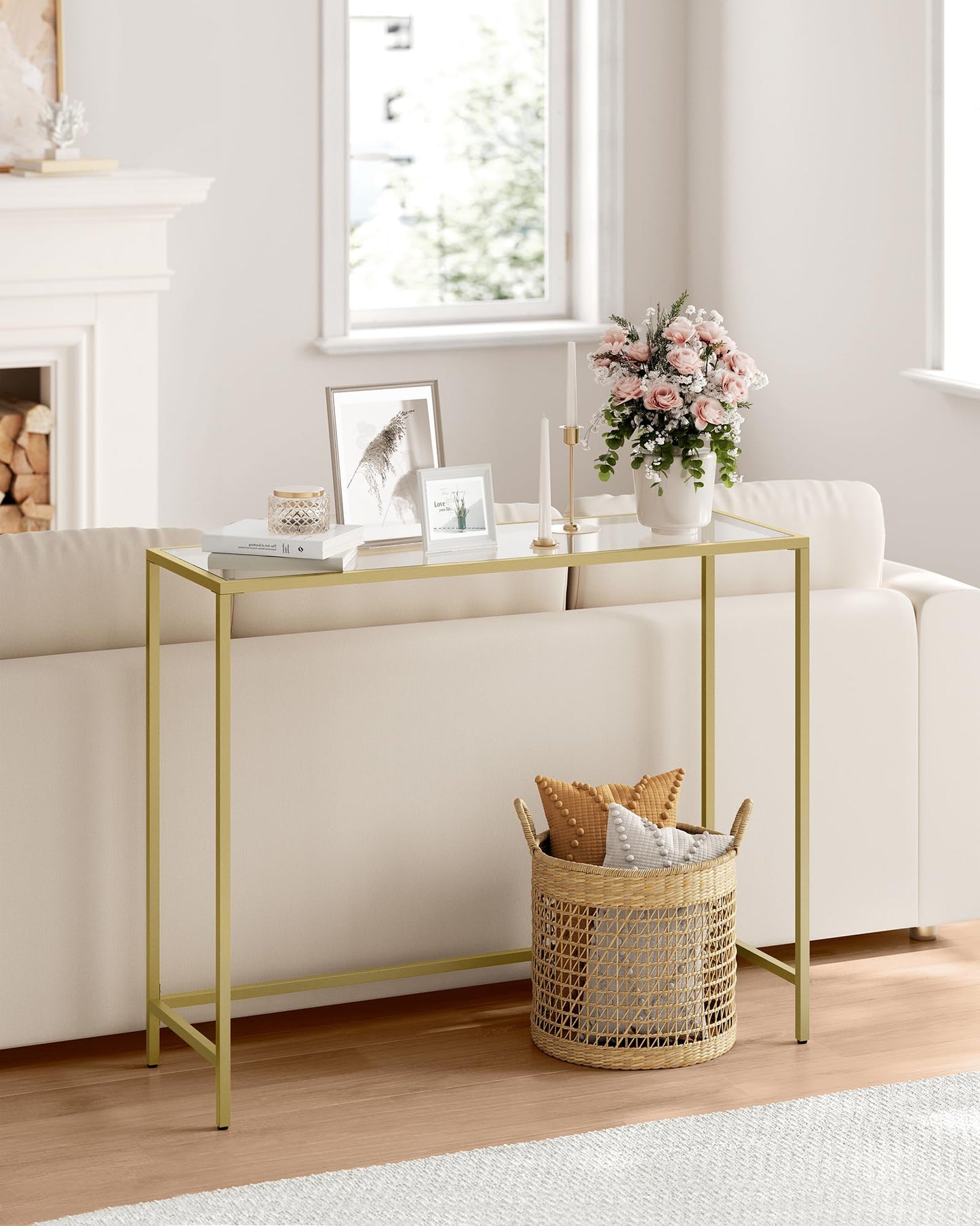 VASAGLE Modern Console Table with Tempered Glass