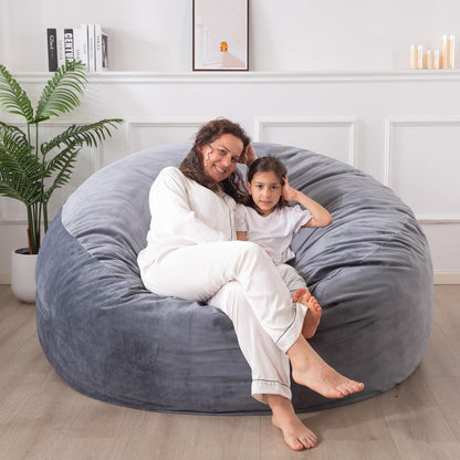 WhatsBedding 3 ft Bean Bag Chairs for Adults/Teens with Filling, Medium Bean Bag Sofa with Memory Foam, Furniture Bag with Soft Dutch Velvet Cover, Dark Gray, 3 Foot