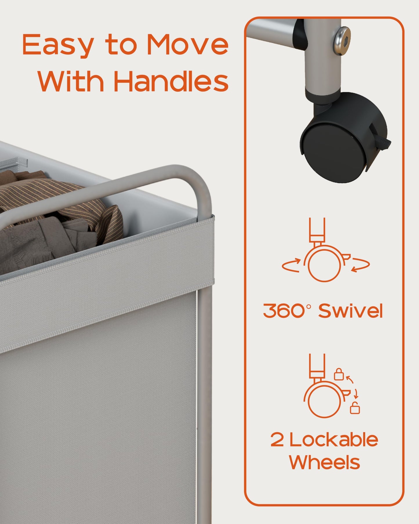 80L Rolling Laundry Basket with Wheels