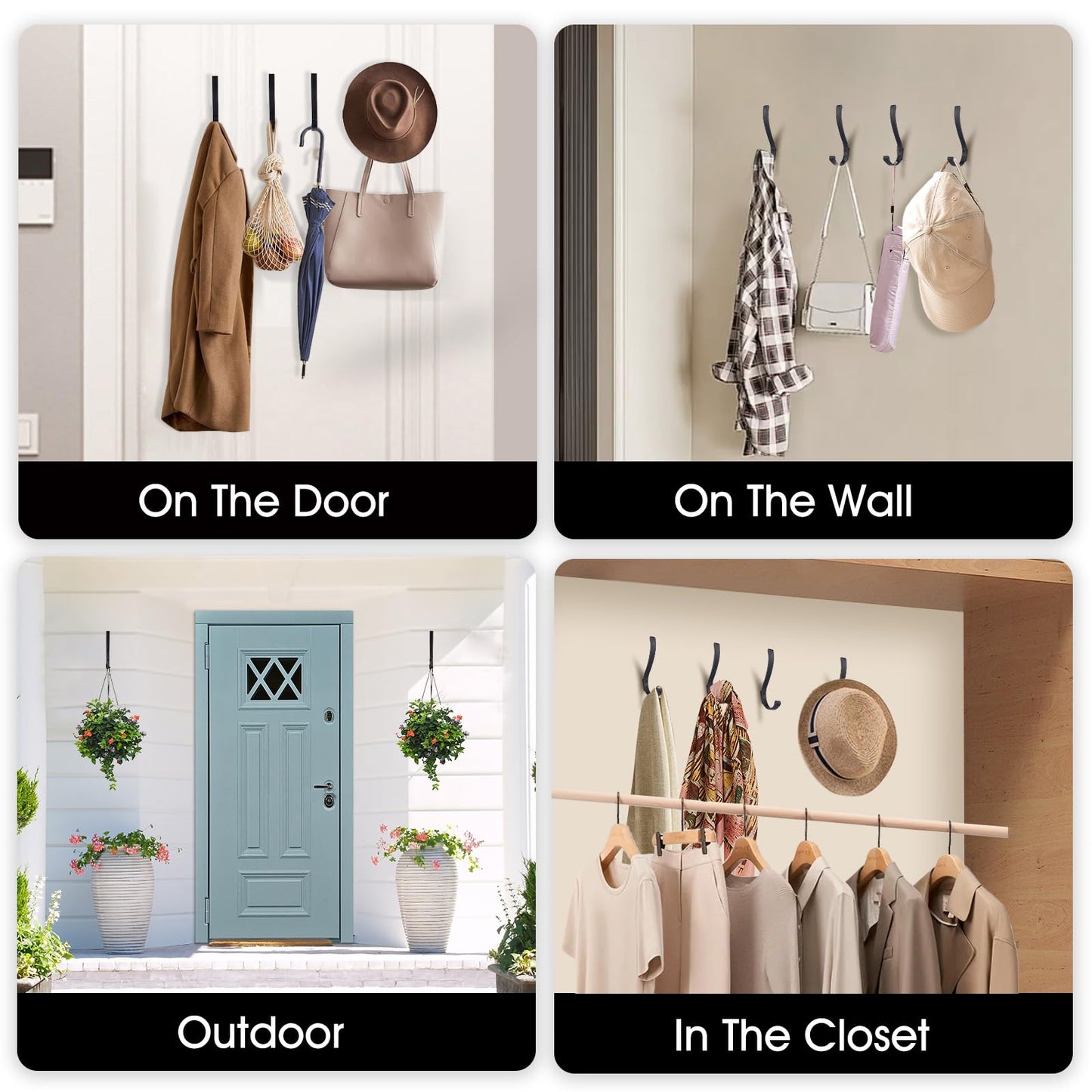 4 Pack Heavy Duty Wall Hooks for Hanging