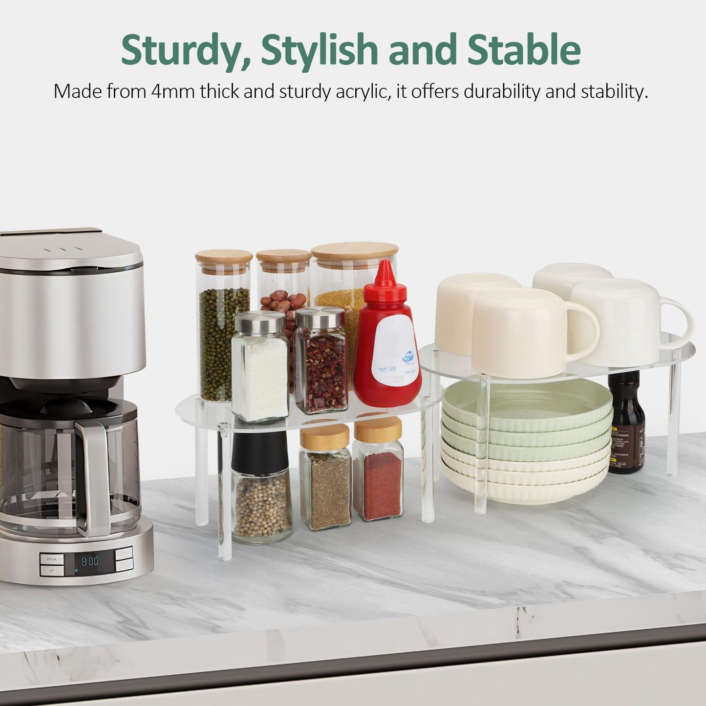 2 Pack Clear Stackable Cabinet Organizer Shelves