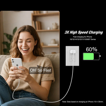 30W Fast iPhone Charger with 6FT Cable