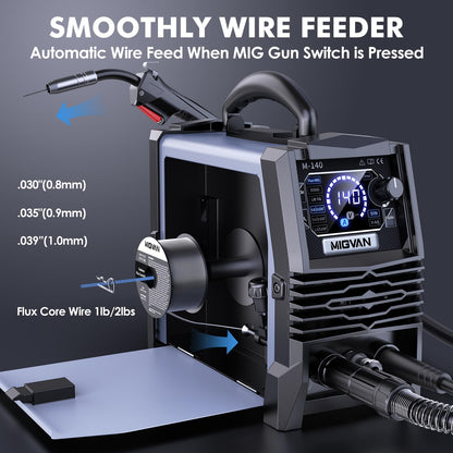 MIGVAN 140A 3-in-1 MIG Welder with LED Display