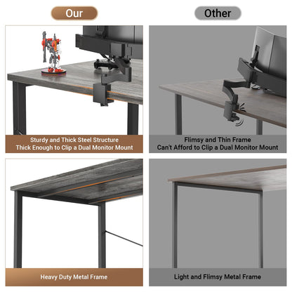 armocity Computer Desk with LED, Gaming Desk with Outlets, 40 Reversible Laptop Table with Monitor Stand, Small Desk for Small Spaces, Grey/Black