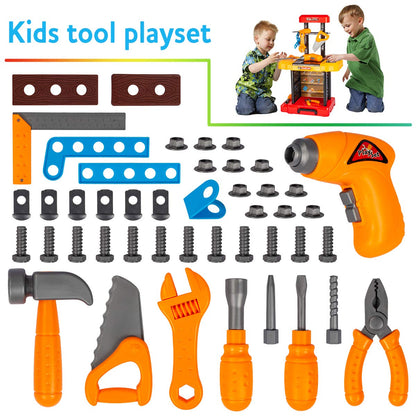 Kids Tool Bench with Electric Drill Toddler Workbench Tools Set for Kids Pretend Play Learning Toy Tool Set, Indoor & Outdoor Toys for 2 Year Old Boys Gift