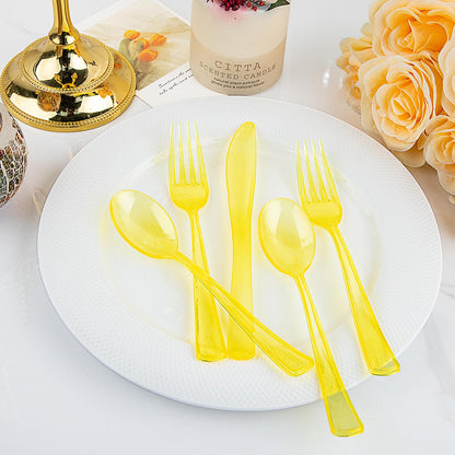 WDF 180-Piece Yellow Disposable Cutlery Set