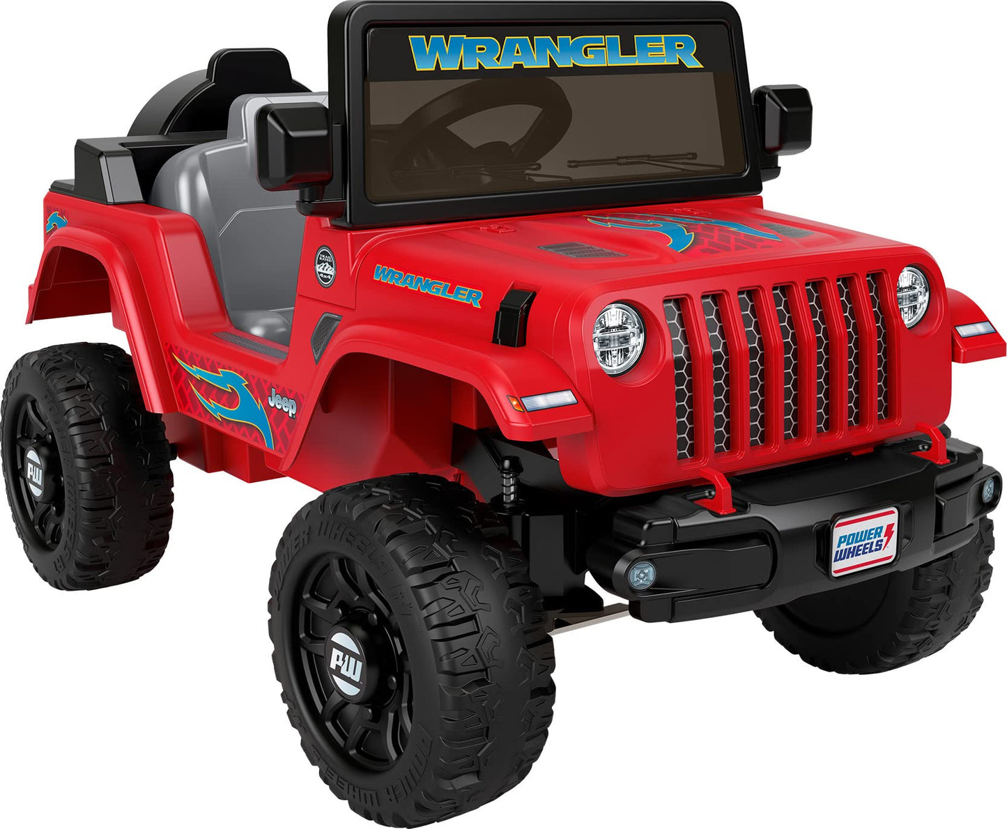 Power Wheels Jeep Wrangler Toddler Ride-On Toy with Driving Sounds, Multi-Terrain Traction, Seats 1, Red, Ages 2+ Years