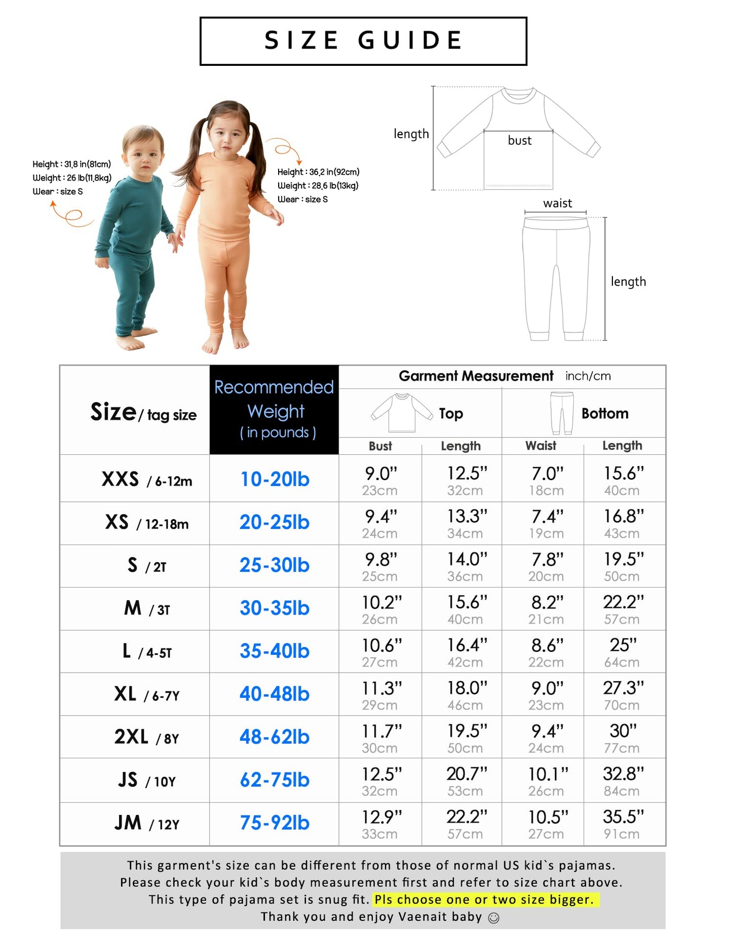VAENAIT BABY Toddler Modal Sleepwear Pajamas Set