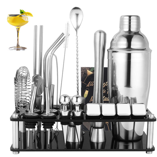 25-Piece Stainless Steel Cocktail Shaker Set